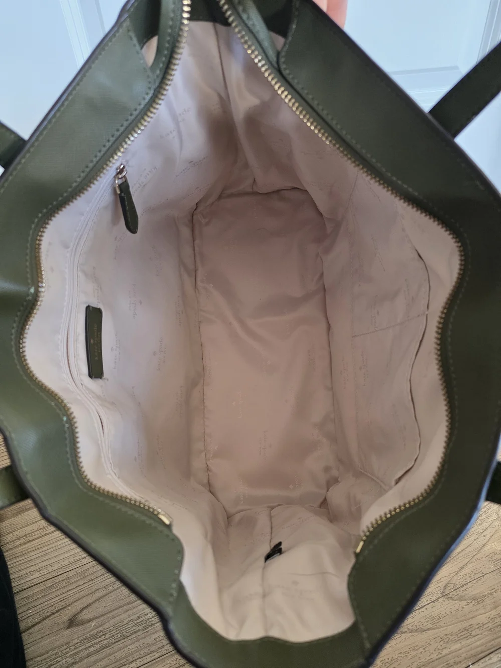Kate Spade New York Olive Green Leather Tote Bag